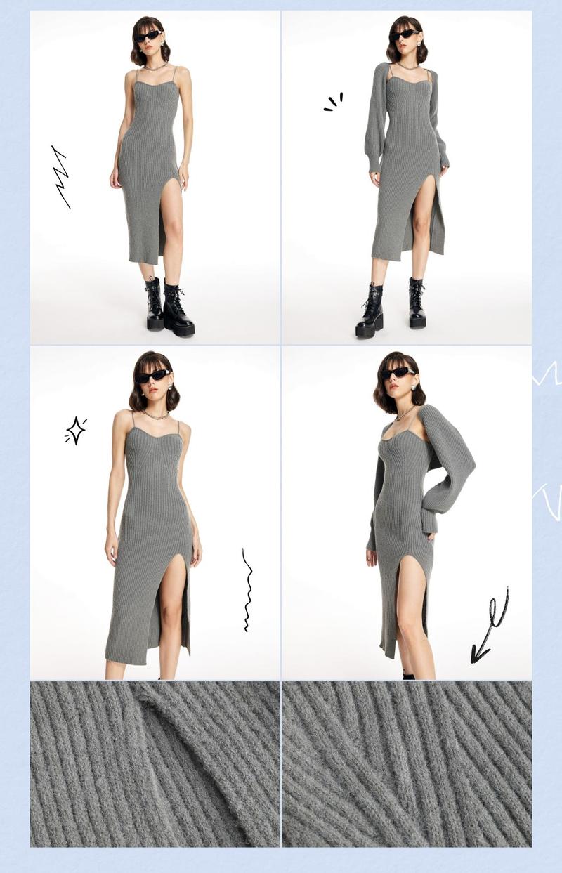 Cider 2-Piece Set Sweater Dress, Stretchy and Hugs Your Figure, Fits Like Glove, Elegant Fashion Cozy Outfits, Night Date Outfits