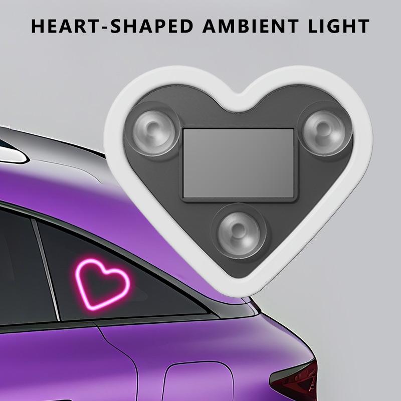 Solar Powered Wireless LED Triangle Heart Shape C-Pillar Neon Light for Car Interior Decor Eco-Friendly Modern Stylish Look