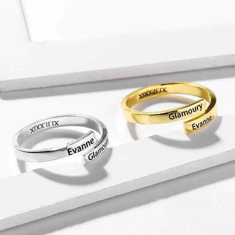 Full Silver 2-Name Ring - sterling silver ring