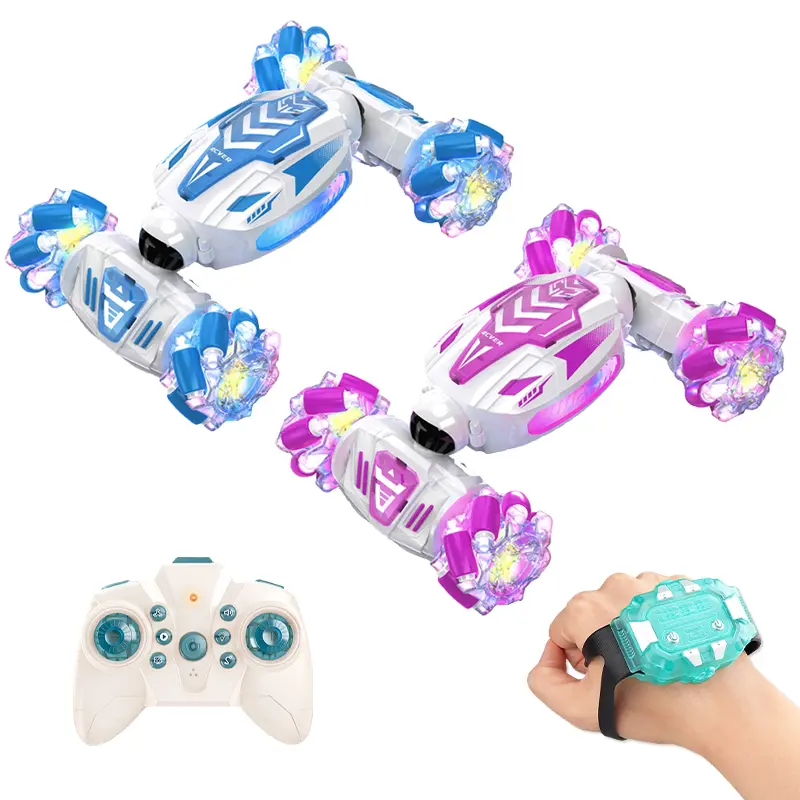 Gesture Sensing Remote Control Stunt Car, 4WD 360° Double Sided Rotating Remote Control Cars, with Lights Music, Valentine's Day Gifts