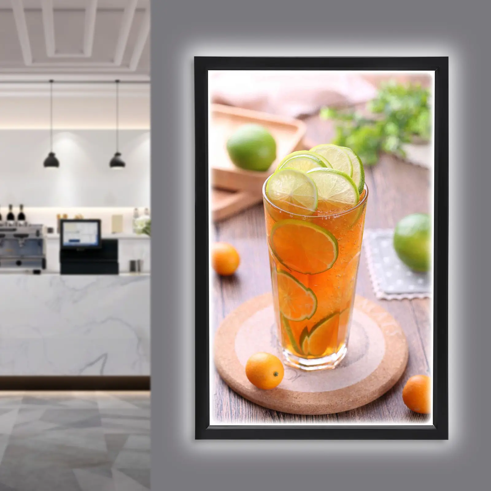 CNCEST 18x24in Modern Rectangular Illuminated LED Single Photo Frame - Wall-Mounted Aluminum Lightbox with Acrylic Panel for Home Theaters, Home Decor