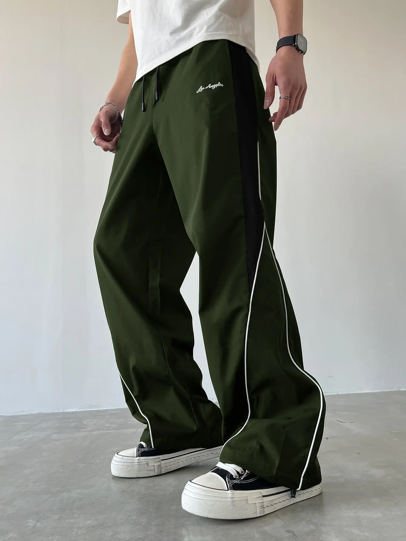 HanPath Y2K Baggy Sweatpants Parachute Pants Wide Leg Vintage Track Pants Casual Streetwear Bottom