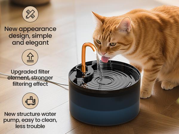 DOOOB Silent Cat Water Fountain 2.1L B13 Pet Water Fountain Ultra-Quiet Copper Spout Night Light 6-Layer Filter Soft Blue LED Automatic Gravity Feeder|Wired plug-in model DOOOB Silent Cat Water Fountain 2.1L B13 Pet Water Fountain Ultra-Quiet Copper Spout Night Light 6-Layer Filter Soft Blue LED Automatic Gravity Feeder|Wired plug-in model