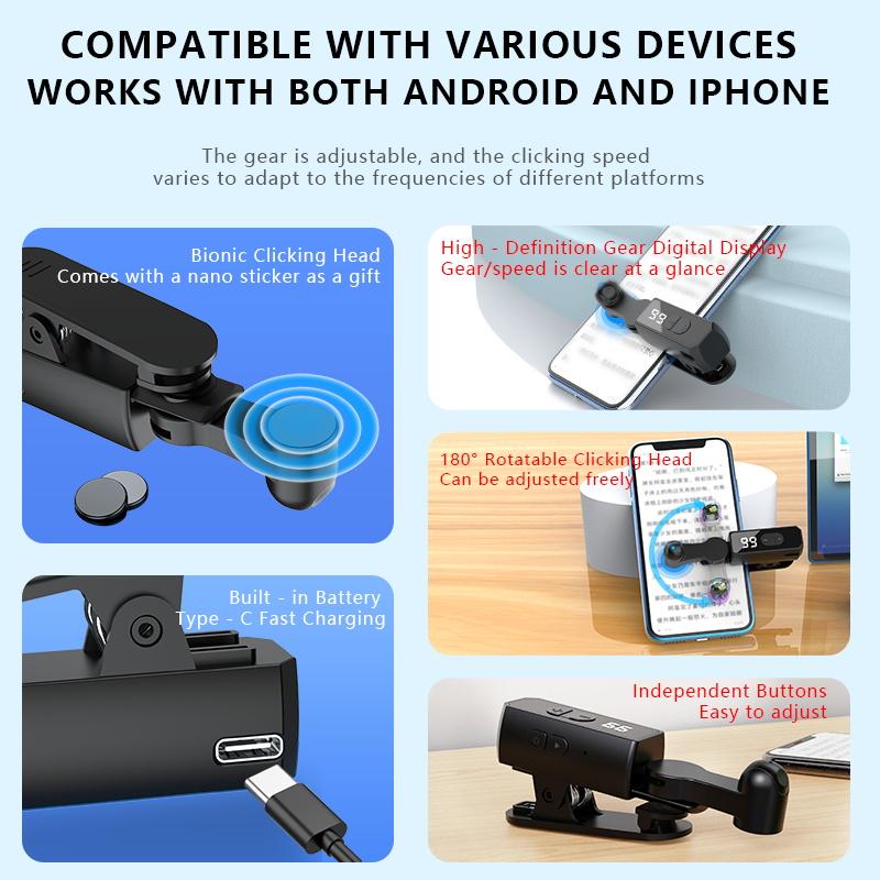 2026 Rechargeable version Automatic Clicker - Auto Clicker Speed Tool – Fast Screen Tap Simulator for Smartphones and Controllers | Smart Trigger for Shopping, Rewards, Live Broadcast Likes and Tasks Portable Selfie