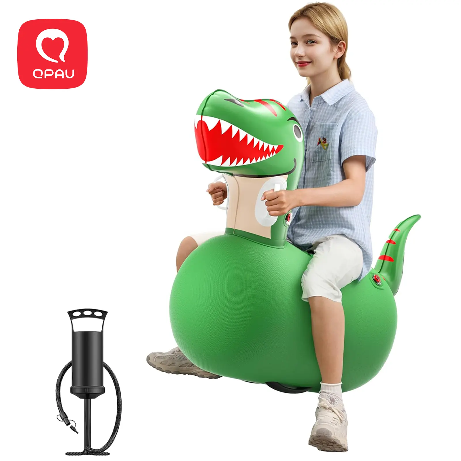 QPAU 1/2 PCS Bouncy Animal Hopper Toys - Large for 5+, Inflatable Ride-On Jumping Bouncer with Hand Pump, Heavy Duty Giant Bouncy Pal, 220lbs Load Capacity, Indoor & Outdoor Energy Release Toy for Kids Adults homeessentials, back to school