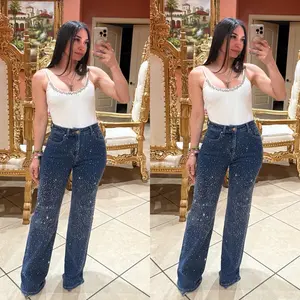 Alaska Rhinestone Wide Leg Jeans