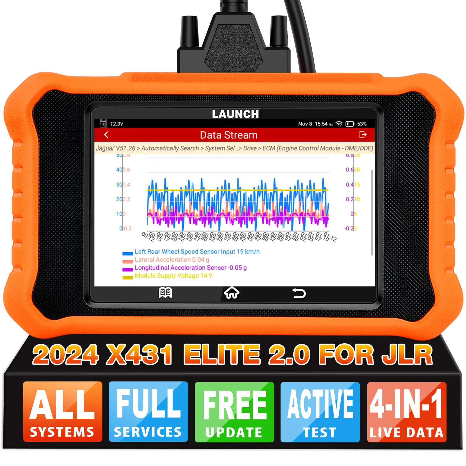 Launch X431 Creader Elite V3.0 for Land Rover Jaguar OBD2 Scanner with Full Services, Oil EPB TPMS Reset, Injector Reset, and Active 4-in-1 Live Data
