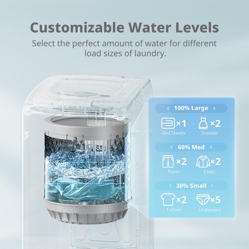 Comfee' Portable Washing Machine, gift, 0.9 cu.ft Compact Washer With LED Display, with pump, 5 Wash Cycles, 2 Built-in Rollers, Space Saving Full-Automatic Washer, Jumpstart