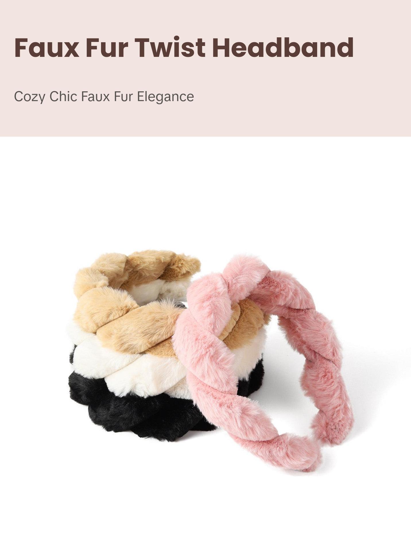 Nollia C-Shaped Faux Fur Twisted Headband – Cozy Winter Hair Accessory (4 Colors)