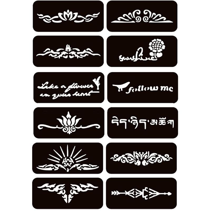 Prime Temporary Tattoo Kits 5 Inks 102 Stencils, Henna Tattoo Kit with Mandala Stencils Semi Permanent Tattoo Markers Jagua Gel for Women Men Kids Removable