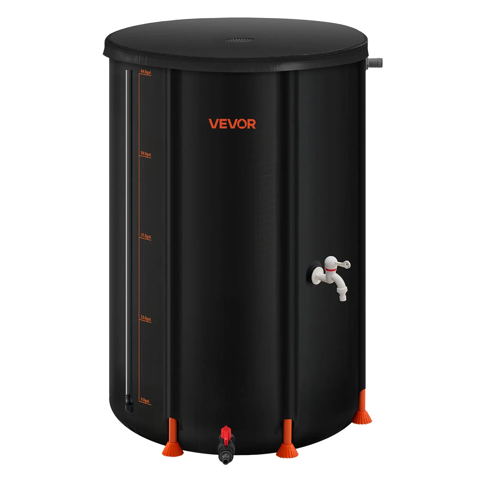 【SummerFinds】VEVOR Collapsible Rain Barrel,  , 66 Gallon Portable Rain Water Collection Barrel, 500D PVC Rainwater Collection System, Garden Water Catcher Tank Storage Container with Spigot & Overflow Kit, Black