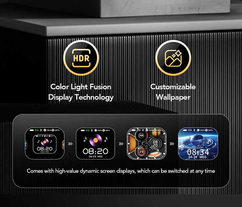 HTC NE27 Open-Ear True Wireless Bluetooth Headphones with Microphone, LED Display Earbuds with Earhooks, Sweat Resistant, 48HRS Playtime, Compatible with iPhone & Android, Black