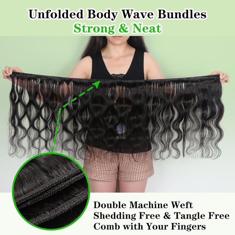 Body Wave Bundles with 5x5 lace Closure Human Hair 100% Unprocessed Brazilian Virgin 15A Body Wave Human Hair Weave Bundles with 5x5 HD Lace Closure Natural Color for women