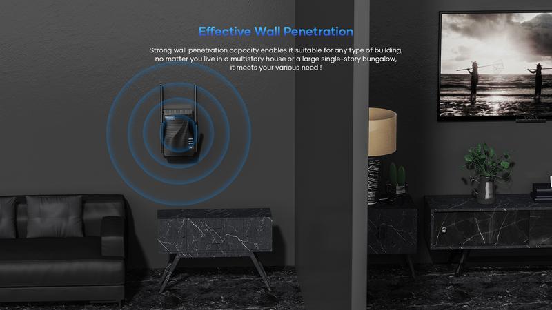 WiFi Extenders AC2100 Signal Booster for Home, 2100 Mbps, WiFi Range Extender, Rockspace, WiFi Repeater, Wireless Extender for Home, 5G&2.4G Dual Band, Gigabit Port&WPS Button, 360 Degree Full Coverage