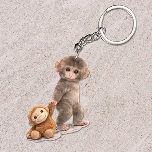 Viral Baby Punch Monkey Acrylic Keychain – Cute Monkey Charm Keyring, Adorable Animal Bag Charm, Gift for Animal Lovers