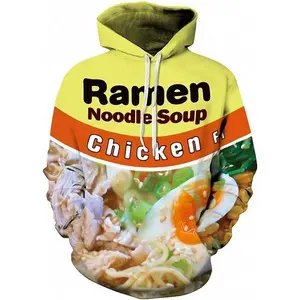 TOP Keasmto 3D Ramen Chicken Noodle Soup Hoodie Beef Sweatshirt For Men Women Cotton Cute Cool