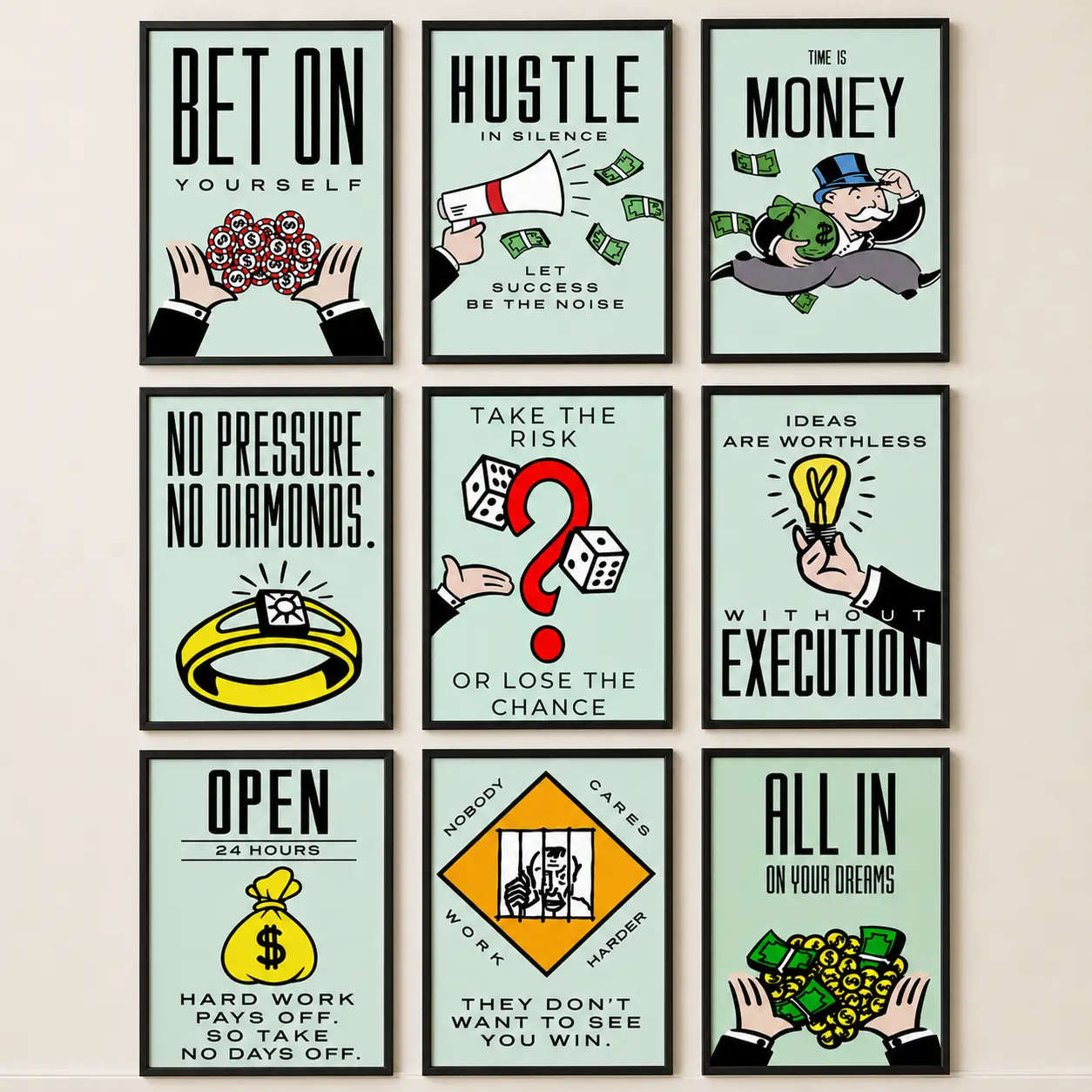 ALEC Monopoly Time Is Money Classic Cartoon Graffiti Canvas Print - Eco-Friendly, Fade-Resistant, UV-Protected Wall Art for Home Living Room, TikTok Trendy Aesthetic Decor