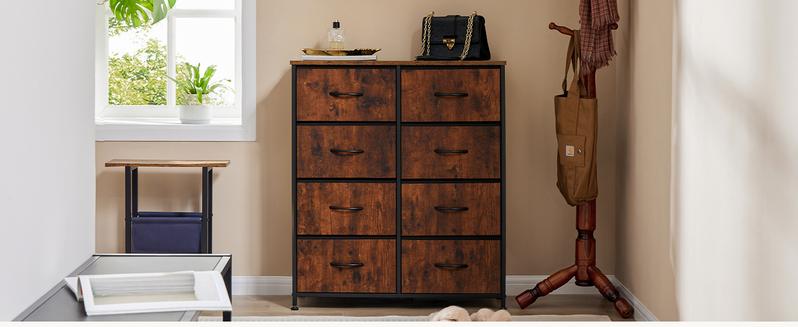 【New Color】Dresser for Bedroom Drawer Dresser Organizer Storage Drawers Fabric Storage Tower, Chest of Drawers with 8 Fabric Bins, Steel Frame, Wooden Top 【New Color】Dresser for Bedroom Drawer Dresser Organizer Storage Drawers Fabric Storage Tower, Chest of Drawers with 8 Fabric Bins, Steel Frame, Wooden Top