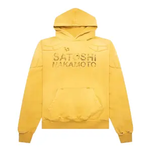 Satoshi Nakamoto Moto Logo Hooded Sweatshirt Mustard Black