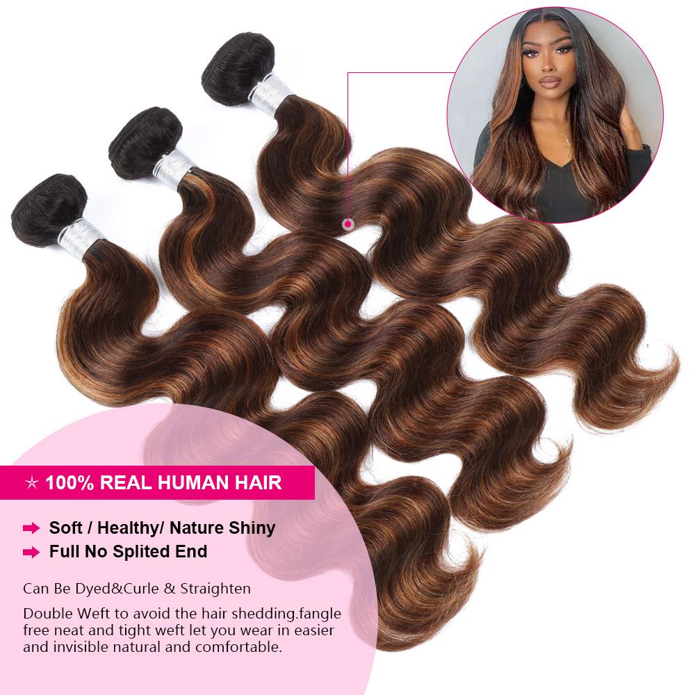 Colored Human Hair Bundles with Closure # FB 30 Ombre Bundles Body Wave Hair Bundles with 4x4 Lace Closure Highlight Hair Sew in Colored Human Hair Bundles with Closure # FB 30 Ombre Bundles Body Wave Hair Bundles with 4x4 Lace Closure Highlight Hair Sew in