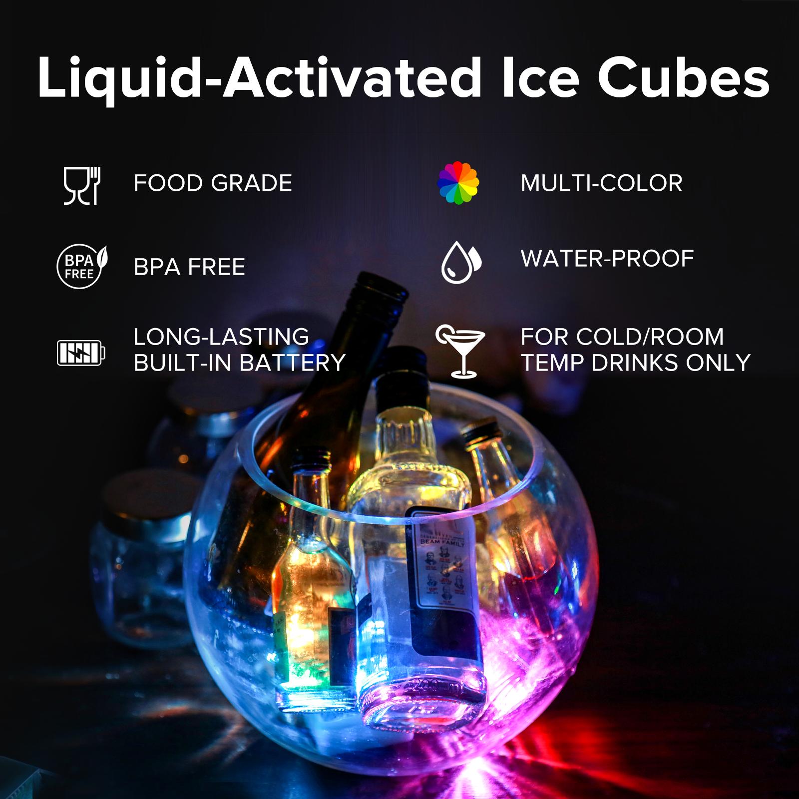 Ice Cube Light 12 pieces for Party/Pool/Bars Vibes  Water Activated Ice cube DIY Toy For Party Drinks Wedding Bars Waterproof Color-Changing Decor
