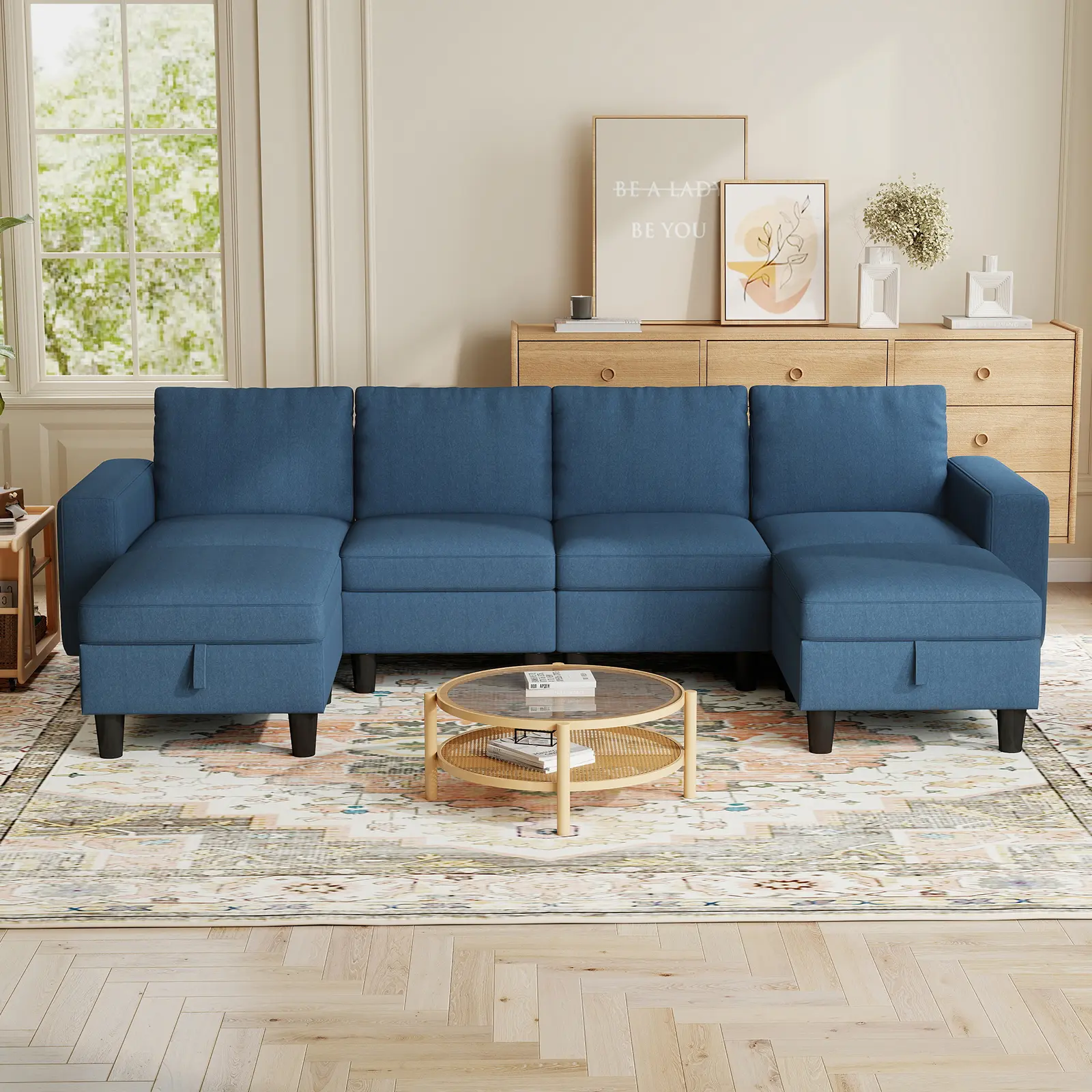 [Ships in 3 Boxes]Foldable Linen Fabric Sofa Sets, Practical Indoor Furniture for Family Relaxation & Household Reunions
