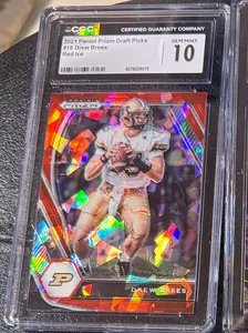 Drew Brees 2021 Red Ice Prizm Panini Draft Picks NFL HOF Saints CGC 10 GEM MINT