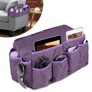 Sofa Armrest Organizer Bag with 14 Pockets - Hanging Couch Remote Control Caddy,Non Slip Storage Holder Bag for Books,Remote Control,Phones,Magazine