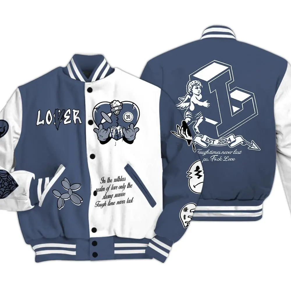 Varsity Jacket To Match Low Diffused Blue 11s, Varsity Baseball Jacket, Casual Sport Jacket, Unisex Street Style