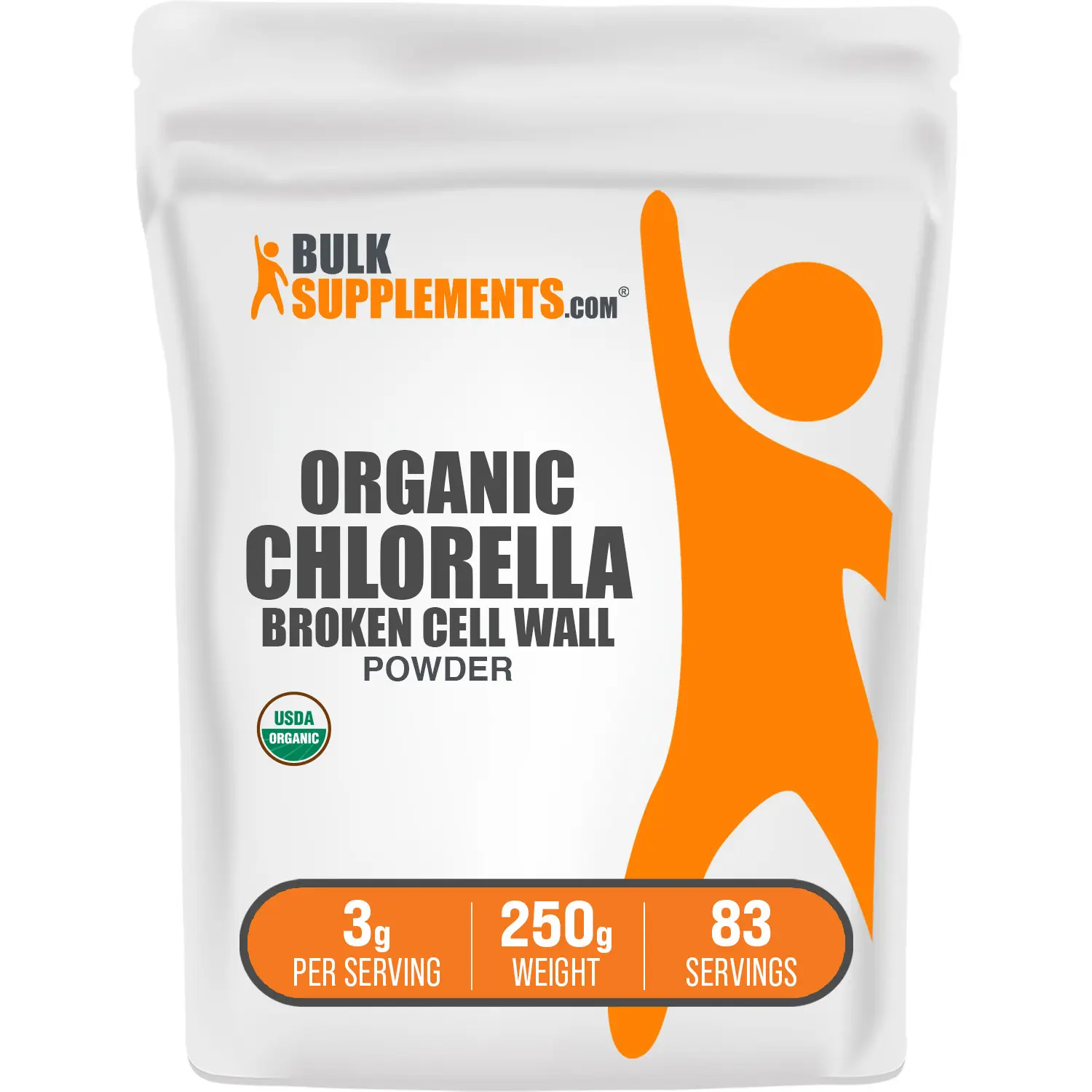 BulkSupplements Broken Cell Chlorella (Blue-Green Algae) Powder - Vegan, Sugar-Free, Unflavored, Vitamin-Rich, Protein-Packed, Nutrient-Dense Dietary Supplement - 250g, 3g per Serving - Gut Support, Soy-Dairy-Yeast-Gluten-Free - Mix into Water, Smoothies,
