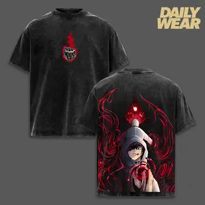 Yuji Itadori Vintage Washed Oversized T-Shirt, JJK New Arc Culling Game Graphic Tee, Unisex Streetwear Anime Soft Cotton Top Outfit for Men, Casual Menswear Gift for Anime Fans