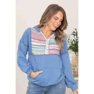 Breezy Knit Long Sleeve Hoodie Top