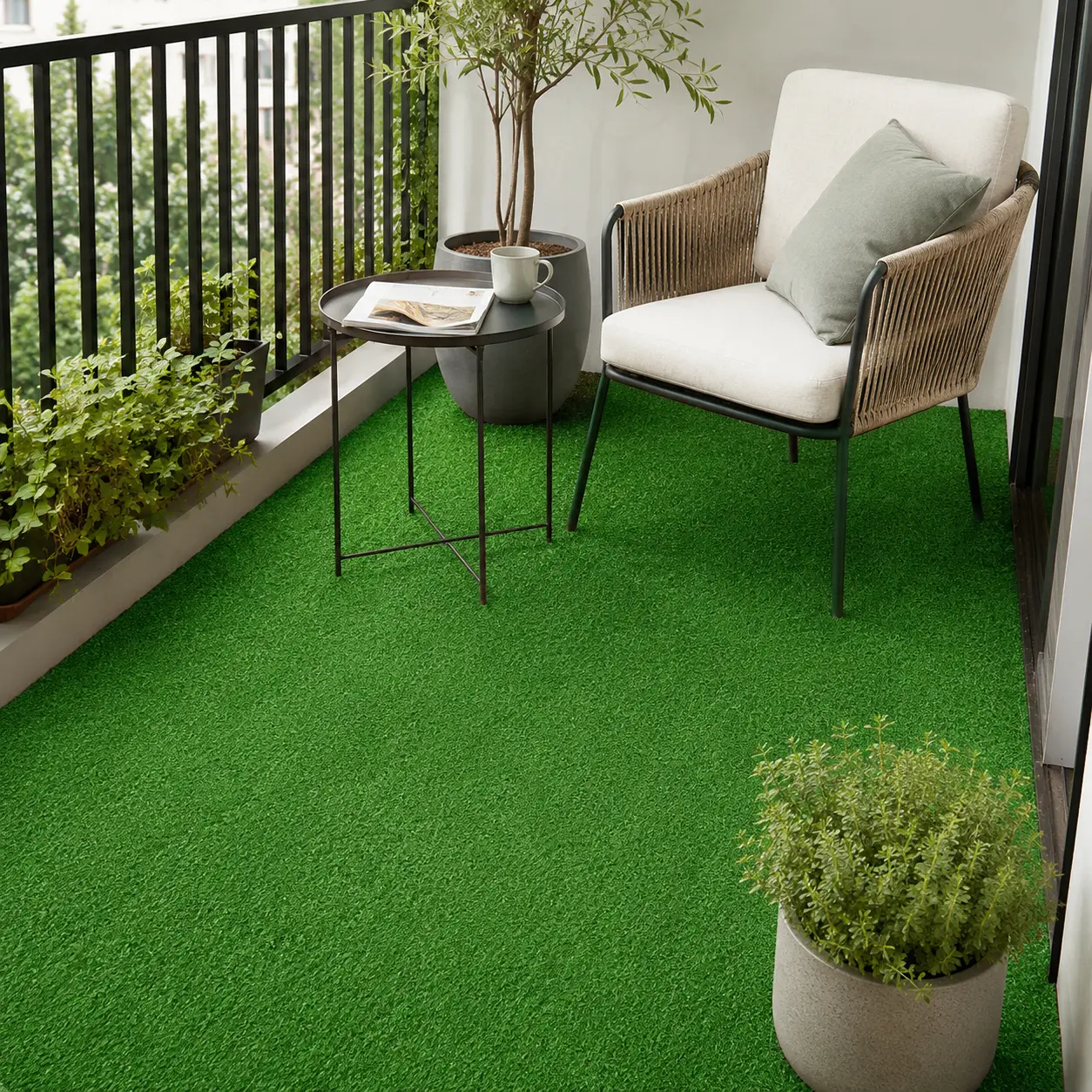 Decorative Artificial Grass Turf Rug, 0.2in Low-Pile Synthetic Mat with Dense Fibers & Black Backing, Easy-Cut Pet-Friendly Faux Lawn Carpet for Indoor/Outdoor Pastoral Look Use (Patio, Dog Area), Plants