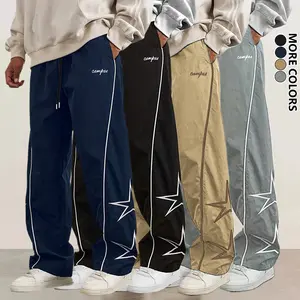 Men's printed overalls, star printed overalls, street casual style, elastic belt and loose and comfortable version, casual versatile trousers, suitable for daily commuting/outdoor activities/party style