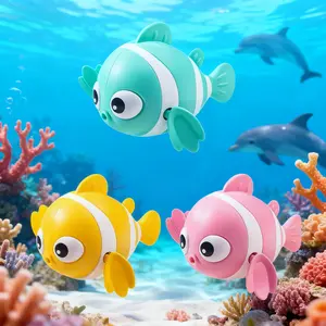 Bath Toys For Toddler Kids 3pcs Wind-Up Swimming Clownfish Battery-Free Floating Safe Durable Non-Toxic Parent-Child Interactive Bathtub Pool Beach Water Play Best Toy Christmas Gift