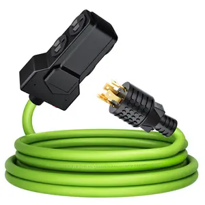 30 Amp 10/4 AWG NEMA 14-30P to Duplex 5-20R x4 STW Generator Extension Cord