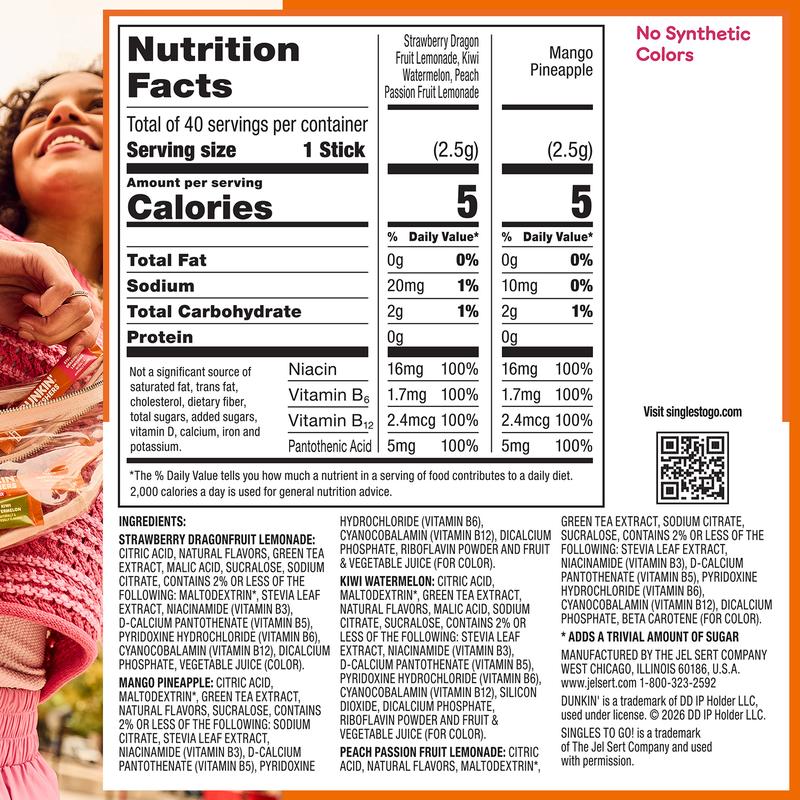 Dunkin' Refreshers 40ct Variety Pack Sugar Free Singles To Go Drink Mix