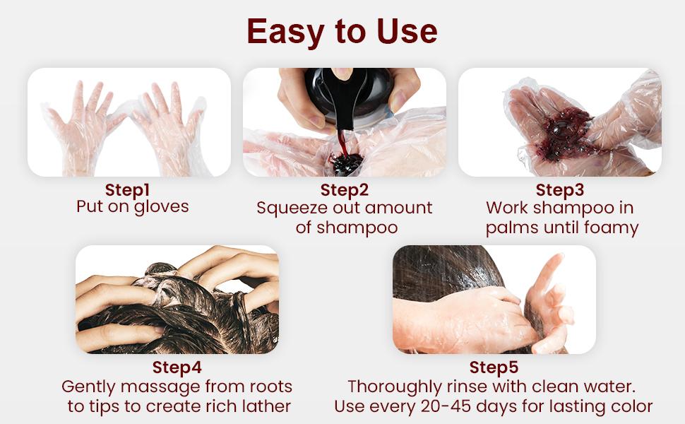 AngeRose Hair Color Shampoo, Hair Dye Shampoo, Instant Grey Hair Coverage, Wine Red, Chestnut Brown, Purple, Perfect Gifts for Women&Men