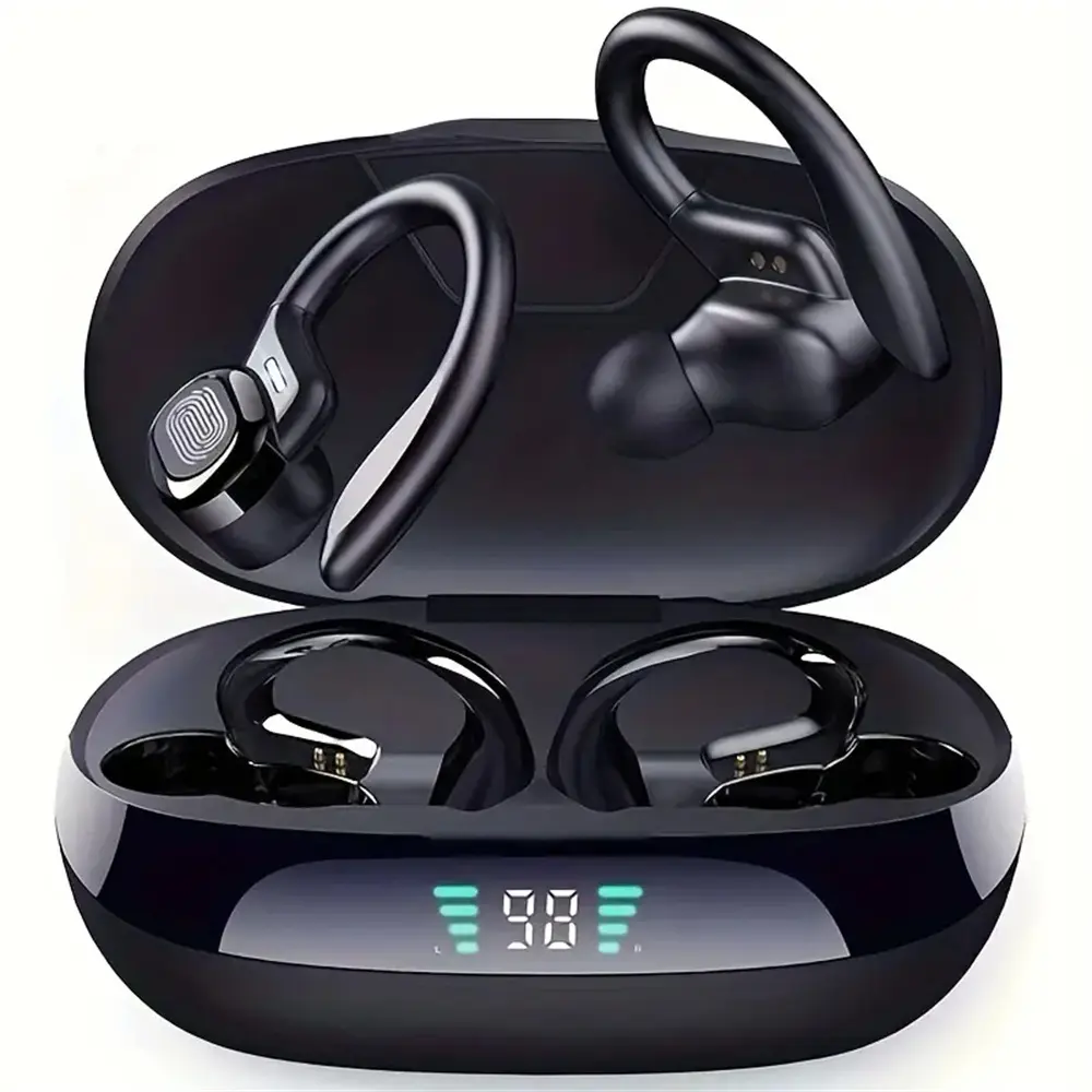 MSHUKCOE Chargeable Wireless Bluetooth Earbuds with Stereo Sound, Button Control, Charging Case, LED Battery View, Earhook, IPX5 Waterproof, HD Voice, Electronic Device Compatible for Sports, Phone, Headset,back to school,back to school haul