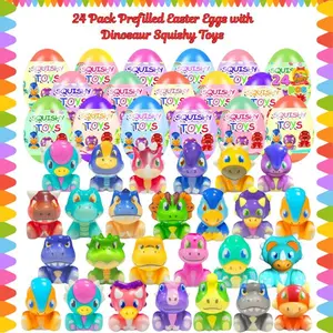 24 Pack Prefilled Easter Eggs with Dinosaur Squishy Toys – Fun Squeeze Toys for Kids, Girls & Boys – Easter Basket Stuffers, Egg Fillers, Classroom Prizes & Party Favors