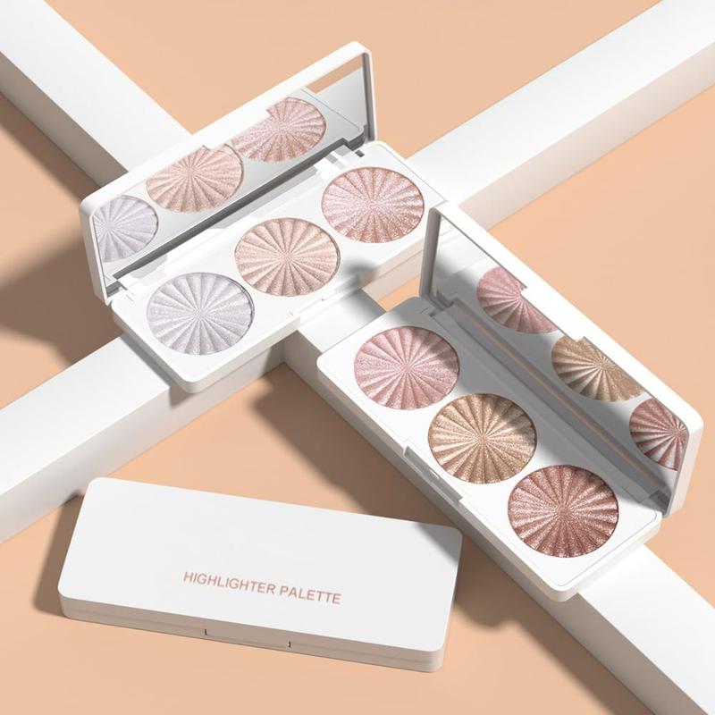 Pearl White Ice Silver Champagne Gold Rose Pink Shimmer Glitter Highlighter Highlight Makeup Contour Powder,Glitter Face Illuminator Highlighter, Illuminator Make Up (Lunar Glow Trio)