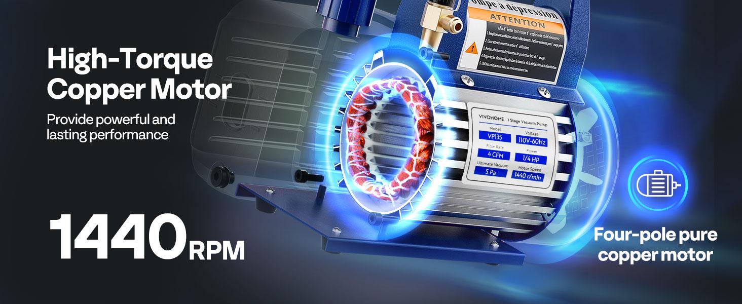 VIVOHOME Upgraded 4CFM 1/3 HP 1-Stage HVAC Vacuum Pump and 4 Way AC Manifold Gauge Set with Leak Detector, 5ft Hoses & Accessories for R134a R12 R22 R502 R410a Automotive Air Conditioner Maintenance