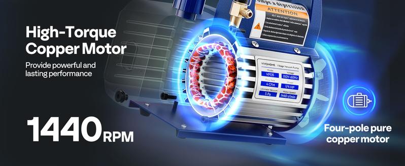 VIVOHOME Upgraded 4CFM 1/3 HP 1-Stage HVAC Vacuum Pump and 4 Way AC Manifold Gauge Set with Leak Detector, 5ft Hoses & Accessories for R134a R12 R22 R502 R410a Automotive Air Conditioner Maintenance