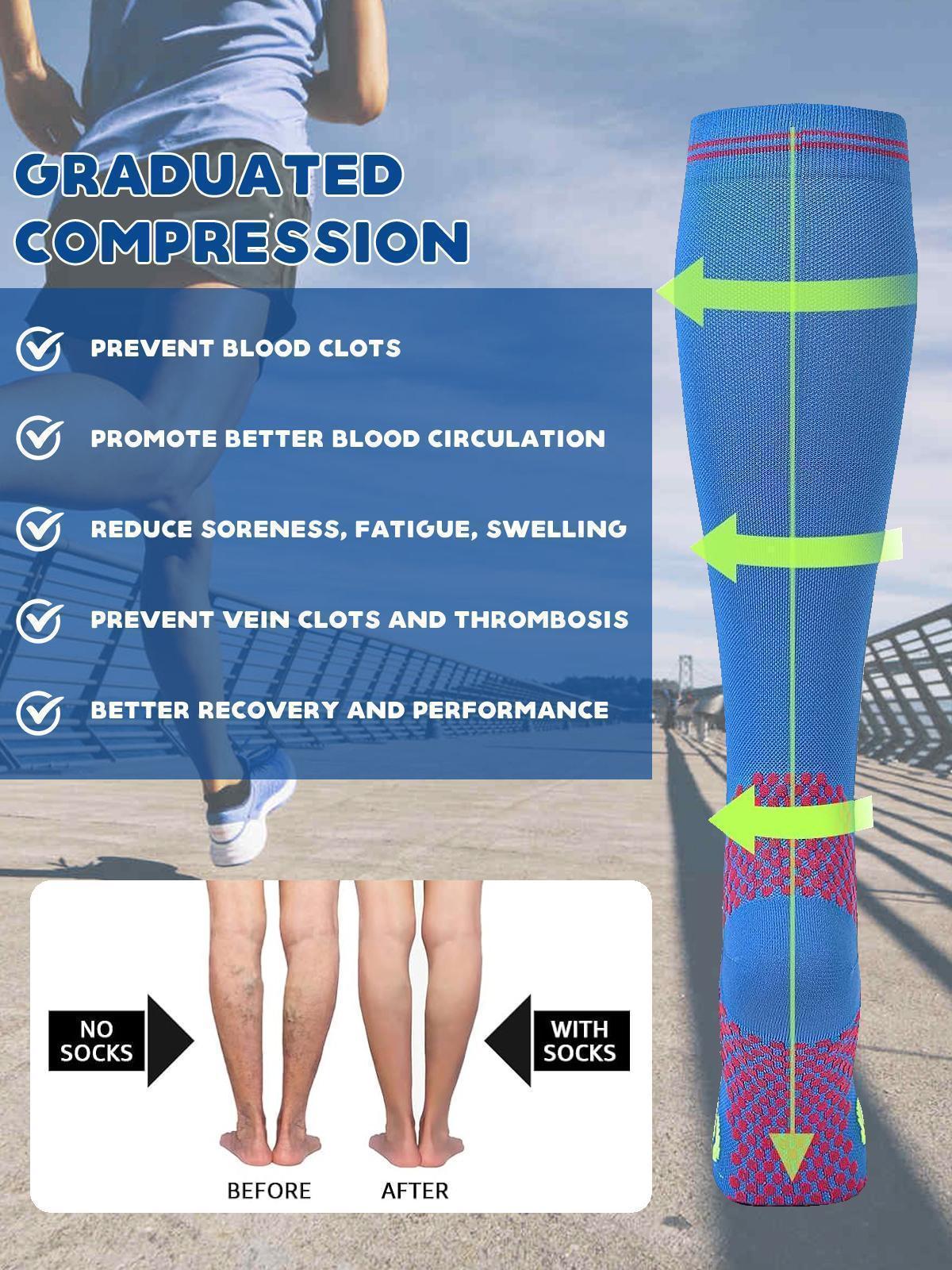 3 Pairs Compression Socks Unisex 20-30mmHg Knee high Calves for Flying Running for Woman & Man Multi-Purpose