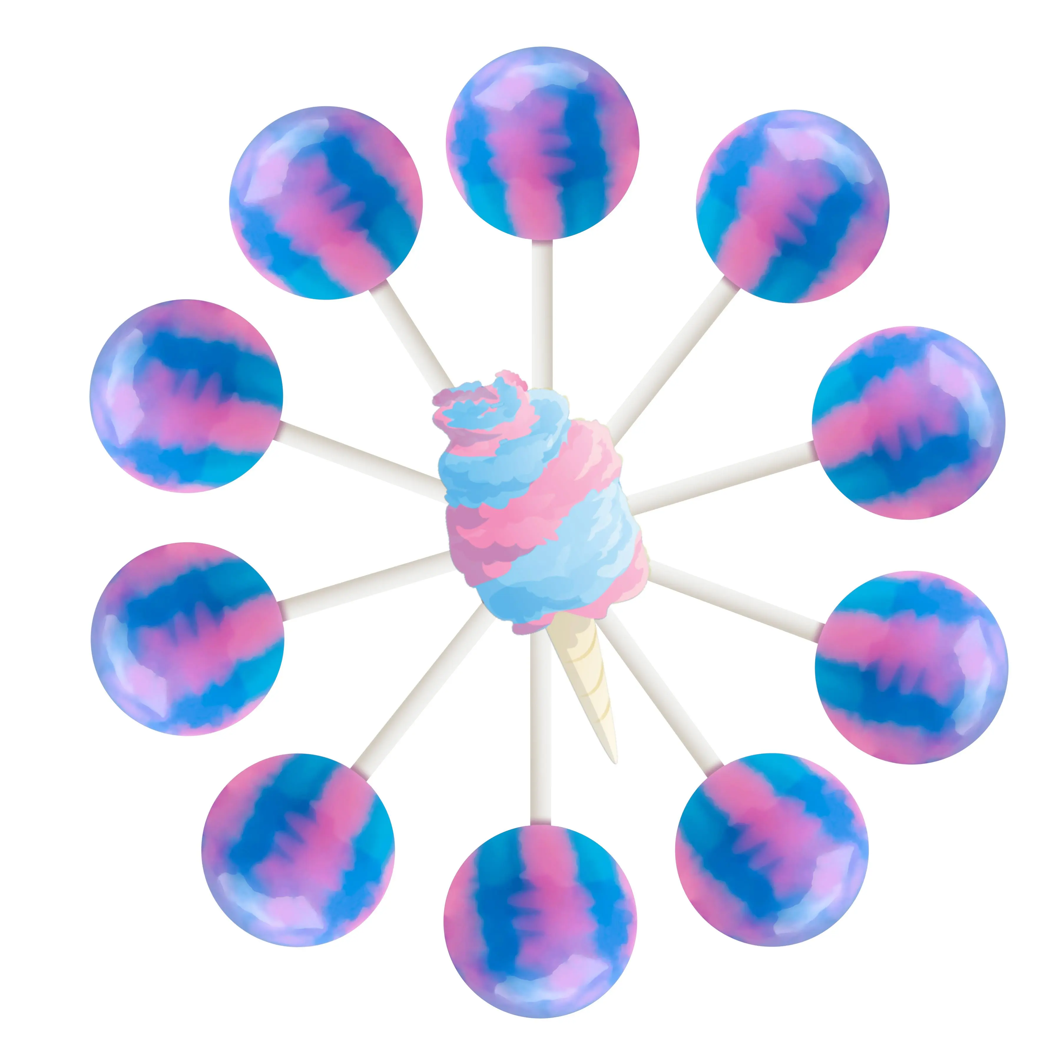 10ct. Cotton Candy Lollipop Bag