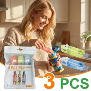 3 in 1 Cup Lid Gap Cleaning Brush, Multifunctional Bottle Brush, Cup Lid Gap Cleaner, Home Kitchen Crevice Cleaning Brush Tools (3PCS）