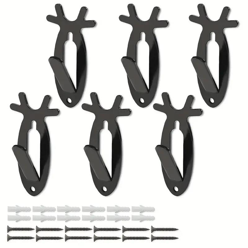 6Pcs European Mount Skull Wall Hanger Hook Deer Antelope Antler Mount Bracket Organiser,European Deer Antler Style Mount Skull Wall Hanger,6pcs Black Utility Hooks #springtok