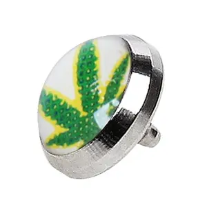 Pot Leaf Dermal Anchor Top - 316L Stainless Steel