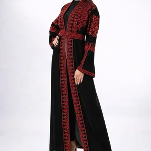 Chiffon embroidery bisht available in 3 colors red and navy and black