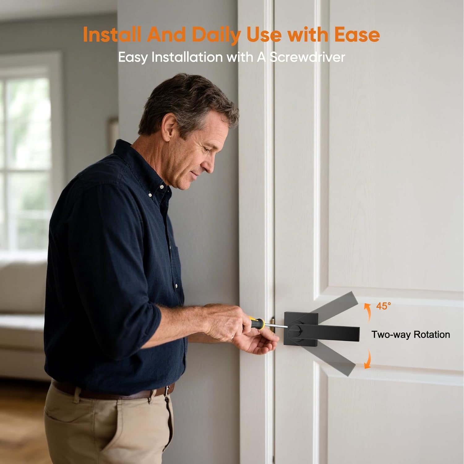 10-pack value Door Handles Interior, Door Knobs Interior, Black Door Handle with Reversible Lever, Keyed Alike Door Lock Sets for Bedroom, 10 Packs Heavy Duty Door Lock Sets, Matte Black